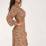 Ruffle wrap short jersey dress - Nougat