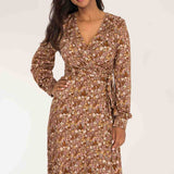 Ruffle wrap short jersey dress - Nougat