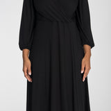 Slip-On wrap midi jersey dress - Black