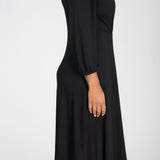 Slip-On wrap midi jersey dress - Black
