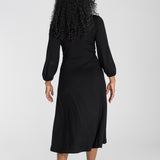 Slip-On wrap midi jersey dress - Black