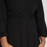 Slip-On wrap midi jersey dress - Black