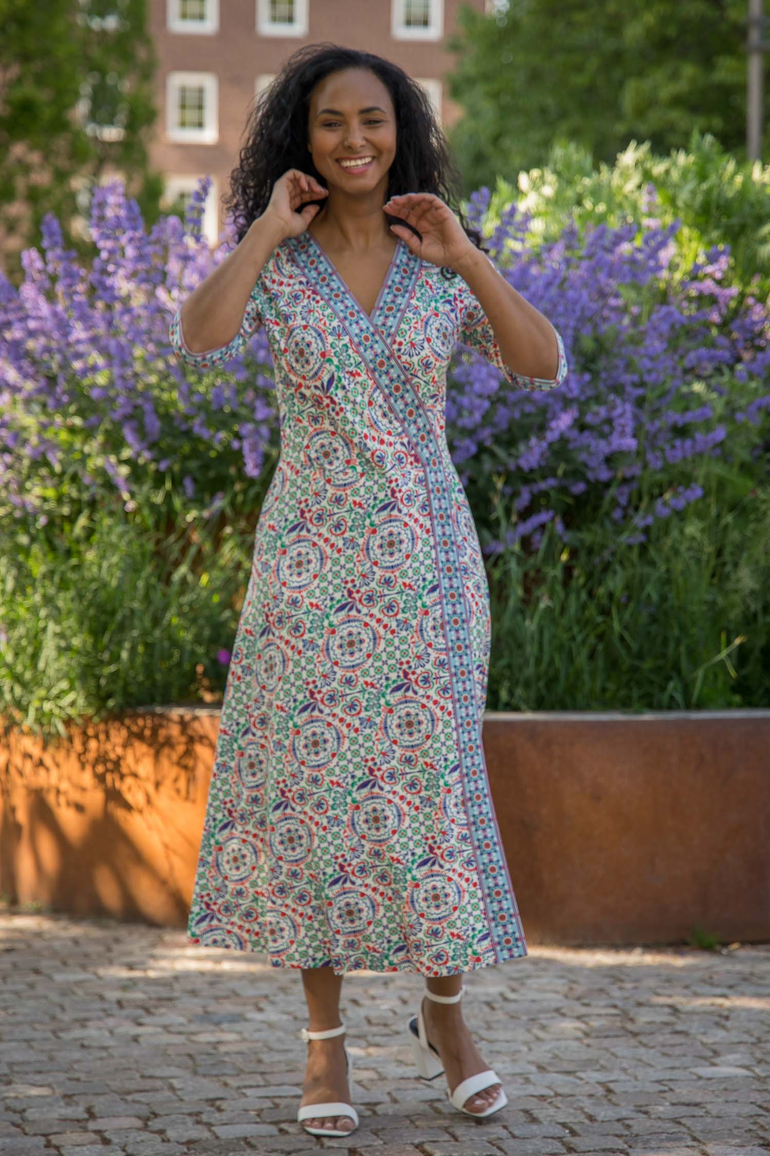 slip-on wrap midi jersey dress - blue folklore reviews slip-on wrap midi jersey dress