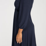 Slip-On wrap short jersey dress - Navy