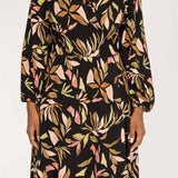 Slip-On wrap short jersey dress - Black printed