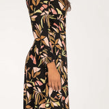 Slip-On wrap short jersey dress - Black printed
