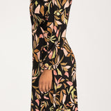 Slip-On wrap short jersey dress - Black printed