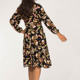 Slip-On wrap short jersey dress - Black printed