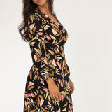Slip-On wrap short jersey dress - Black printed