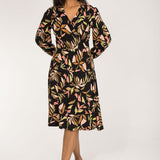 Slip-On wrap short jersey dress - Black printed