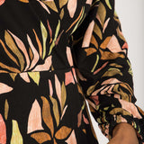 Slip-On wrap short jersey dress - Black printed