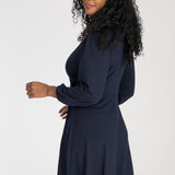 Slip-On wrap short jersey dress - Navy