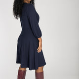 Slip-On wrap short jersey dress - Navy