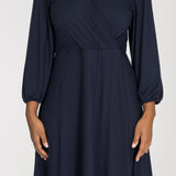 Slip-On wrap short jersey dress - Navy