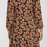 Slip-On wrap short jersey dress - Black paisley