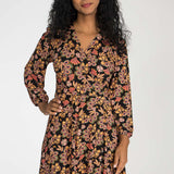 Slip-On wrap short jersey dress - Black paisley