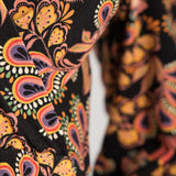 Slip-On wrap short jersey dress - Black paisley