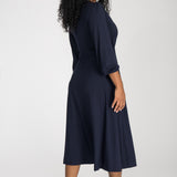 Slip-On wrap midi jersey dress - Navy
