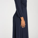 Slip-On wrap midi jersey dress - Navy