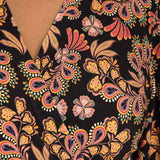 Slip-On wrap midi jersey dress - Black paisley