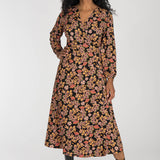 Slip-On wrap midi jersey dress - Black paisley