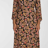 Slip-On wrap midi jersey dress - Black paisley