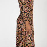 Slip-On wrap midi jersey dress - Black paisley
