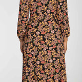 Slip-On wrap midi jersey dress - Black paisley