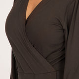Slip-On wrap midi jersey dress - Chocolate Brown
