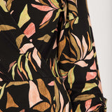 Slip-On wrap midi jersey dress - Black printed