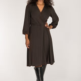 Slip-On wrap short jersey dress - Chocolate Brown