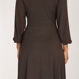 Slip-On wrap short jersey dress - Chocolate Brown
