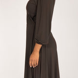 Slip-On wrap short jersey dress - Chocolate Brown