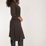 Slip-On wrap short jersey dress - Chocolate Brown