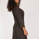 Slip-On wrap short jersey dress - Chocolate Brown