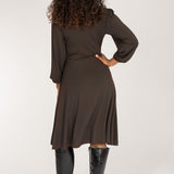 Slip-On wrap short jersey dress - Chocolate Brown