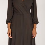 Slip-On wrap short jersey dress - Chocolate Brown