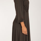 Slip-On wrap short jersey dress - Chocolate Brown