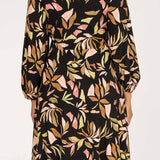 Slip-On wrap short jersey dress - Black printed