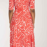 Slip-On wrap midi jersey dress - Coral Red