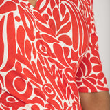 Slip-On wrap midi jersey dress - Coral Red