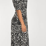 Slip-On wrap midi jersey dress - Black