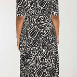 Slip-On wrap midi jersey dress - Black