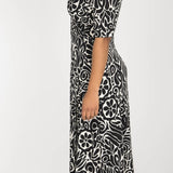 Slip-On wrap midi jersey dress - Black