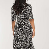 Slip-On wrap midi jersey dress - Black