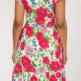 Soft flourish short jersey dress - Red flowers