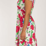 Soft flourish short jersey dress - Red flowers