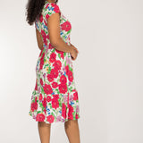 Soft flourish short jersey dress - Red flowers
