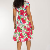 Soft flourish short jersey dress - Red flowers