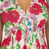Soft flourish short jersey dress - Red flowers